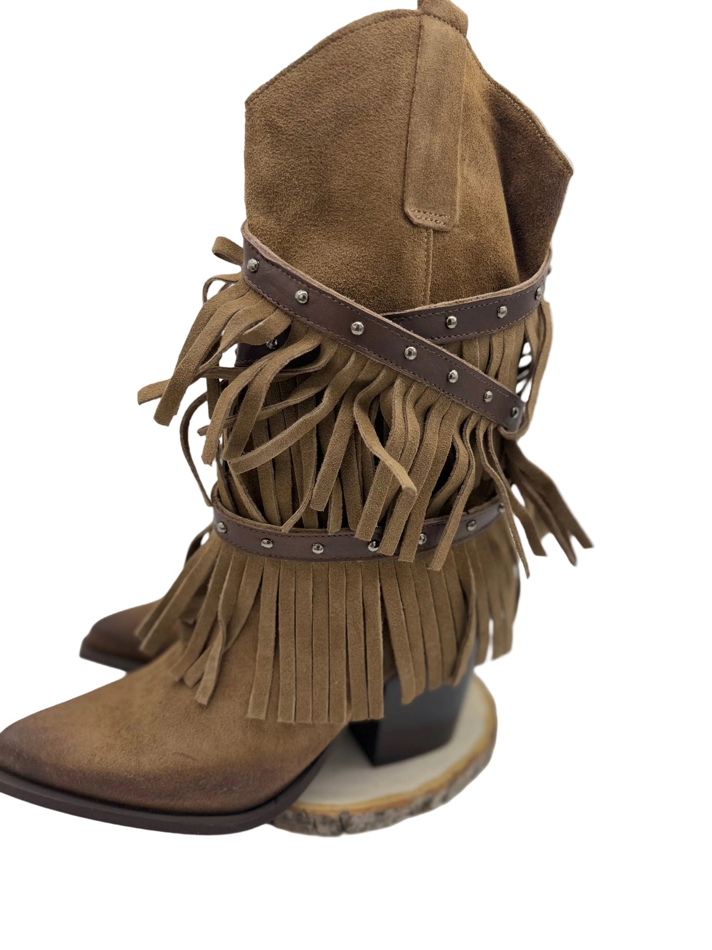 Texani Frange Divine Follie Donna Camoscio Taupe