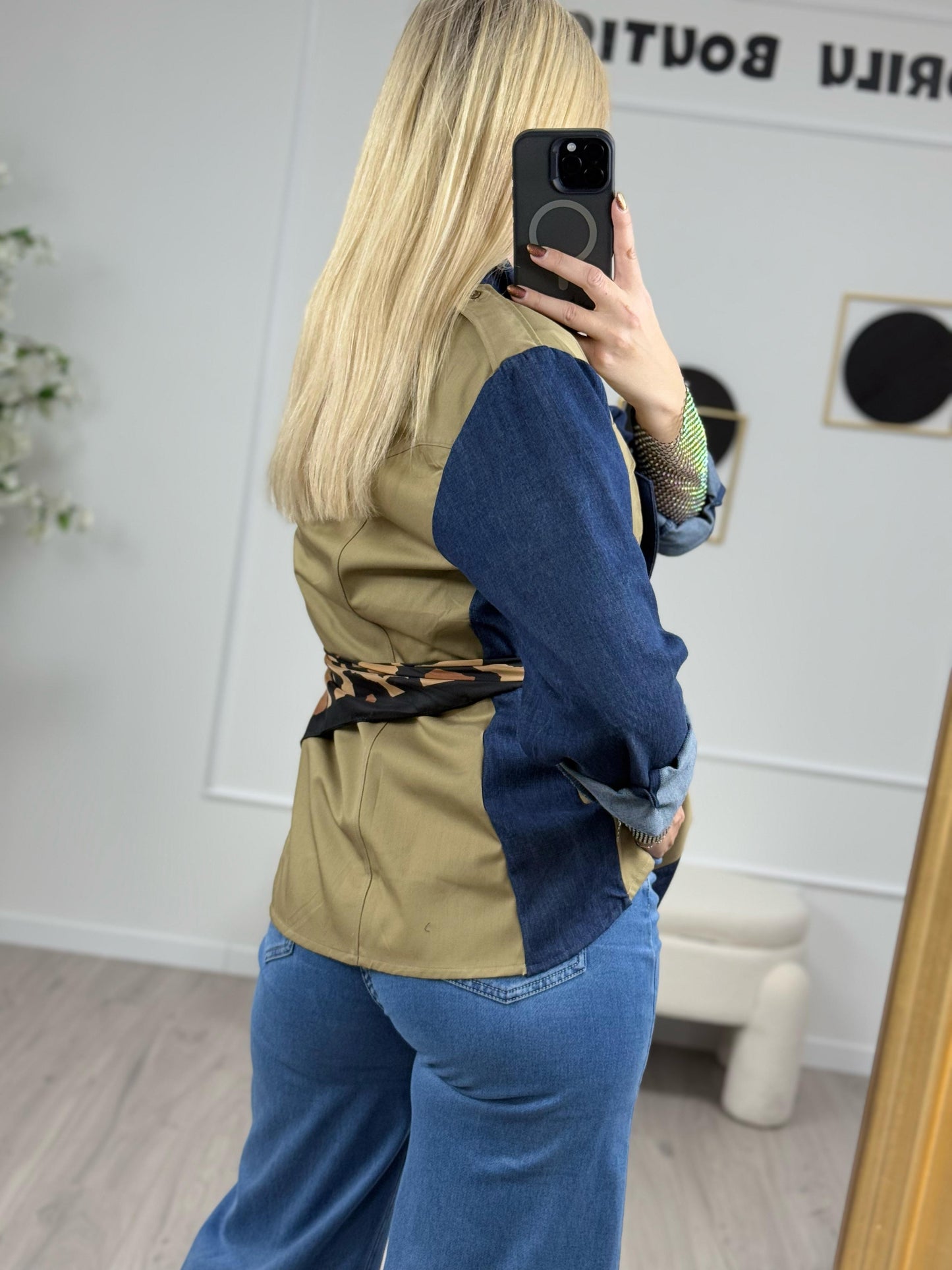 Susy Mix Camicia Denim Con Sciarpa