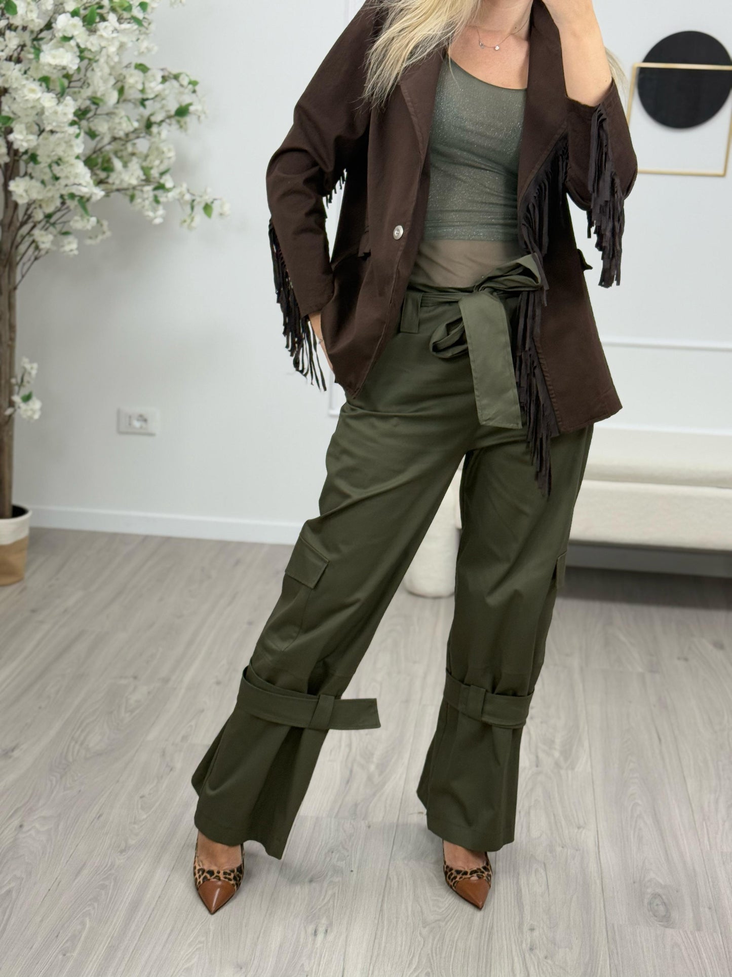 Haveone Pantalone Fusciacca Verde Militare