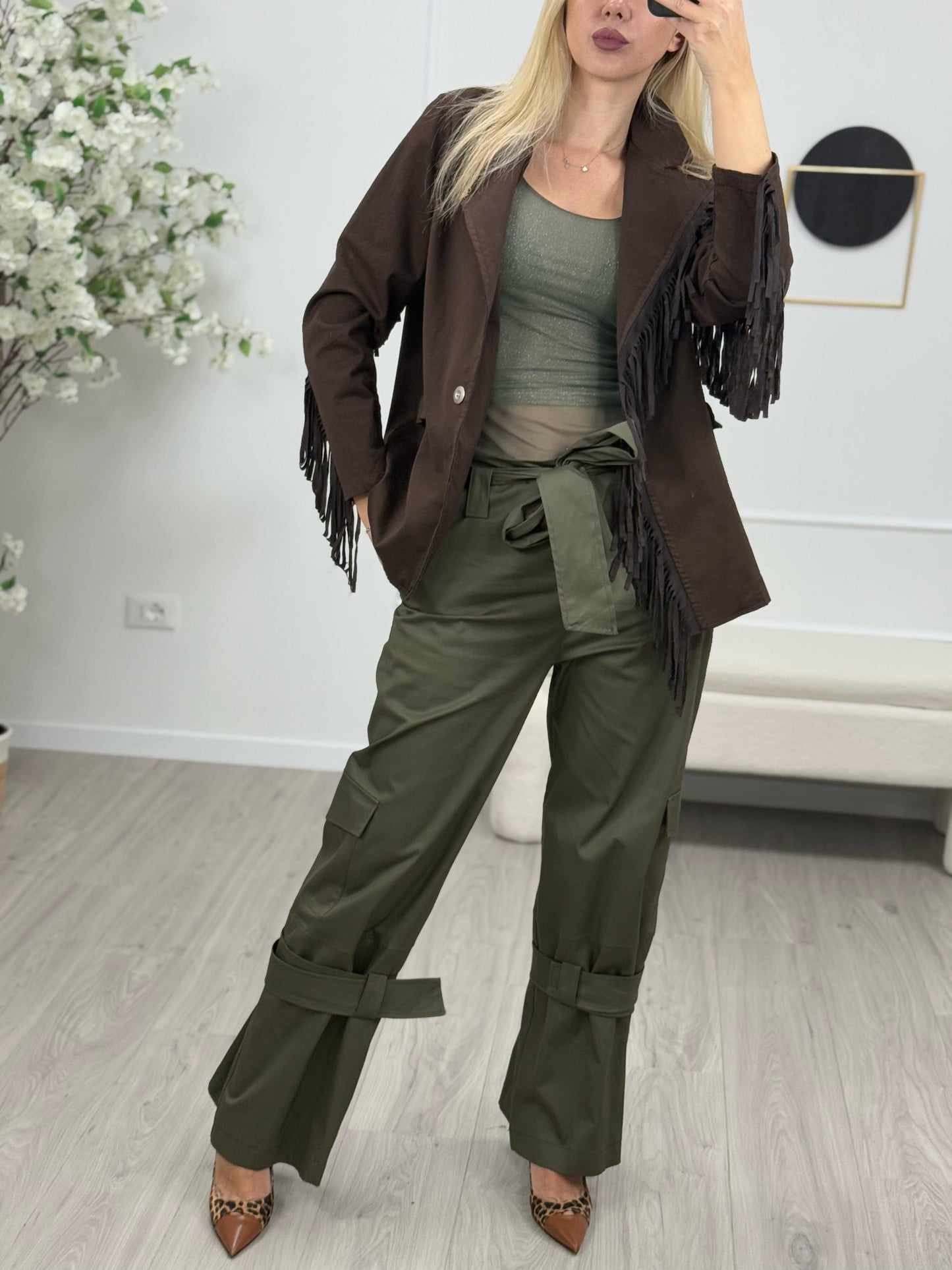 Haveone Pantalone Fusciacca Verde Militare