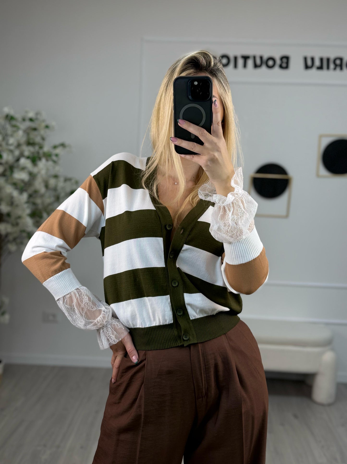 Vicolo Cardigan Manica Pizzo