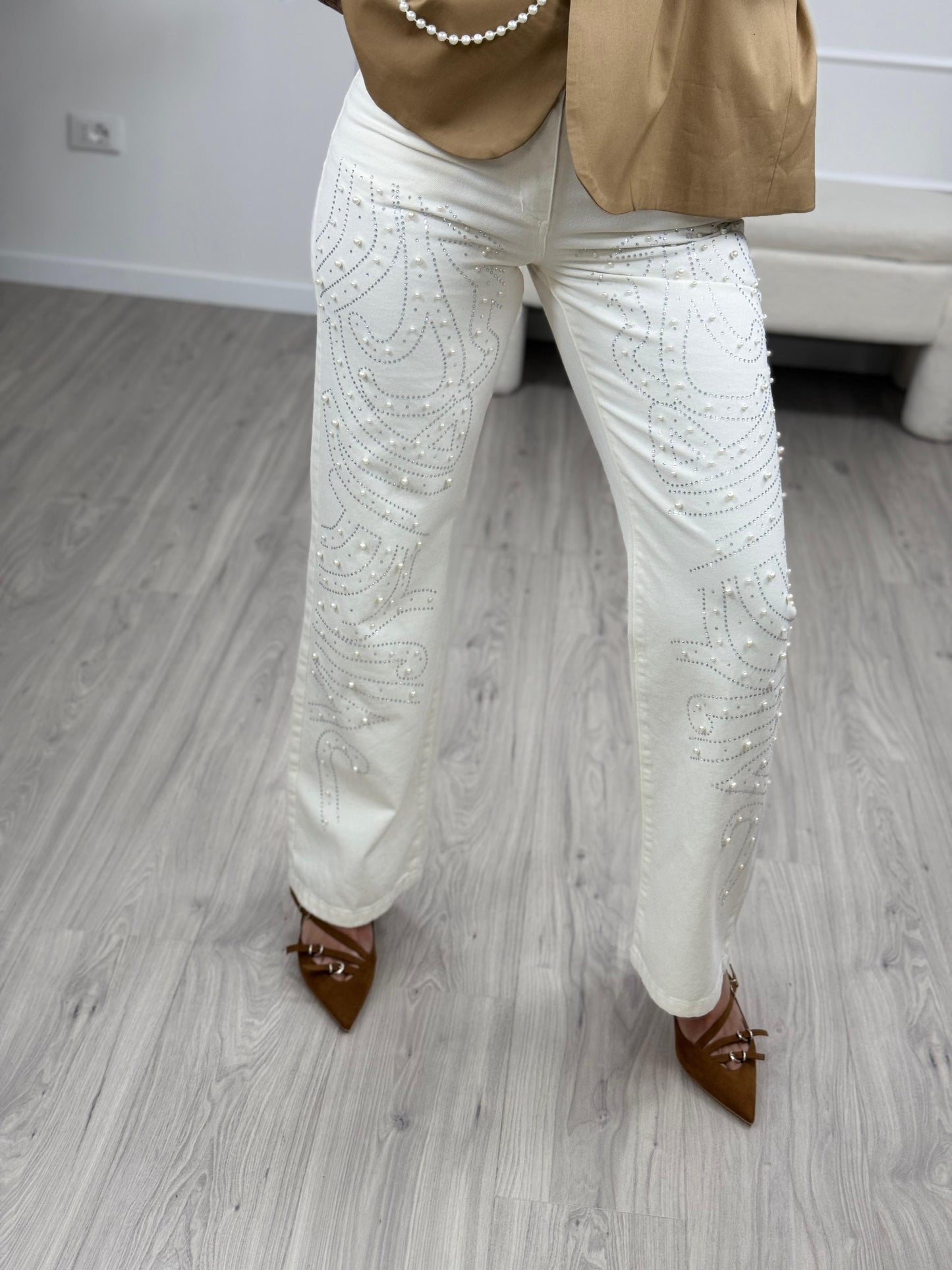 Dixie Jeans Bianco con Strass