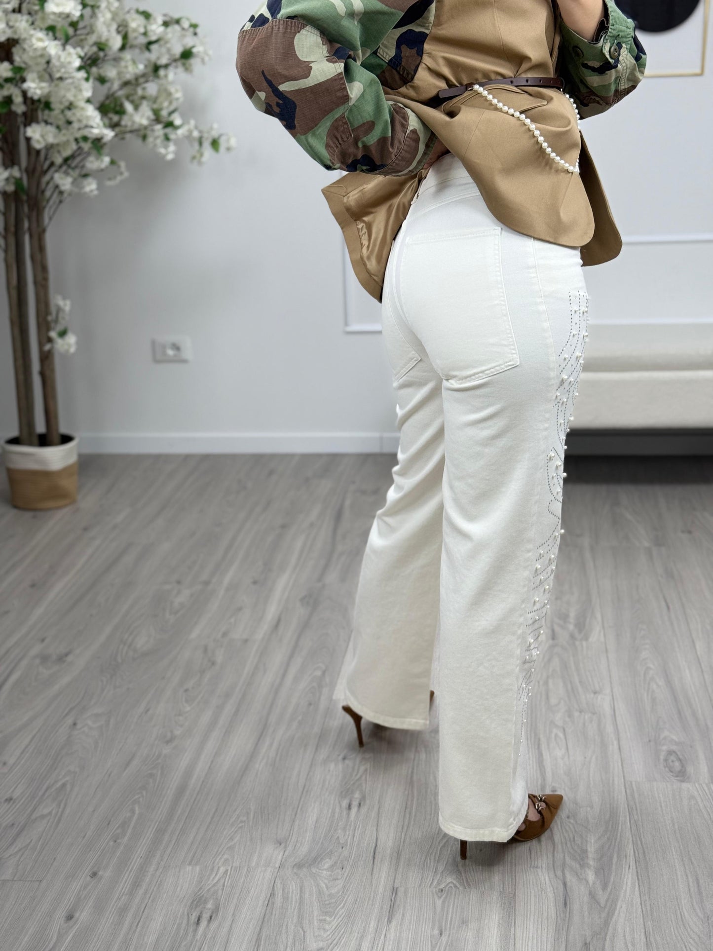 Dixie Jeans Bianco con Strass