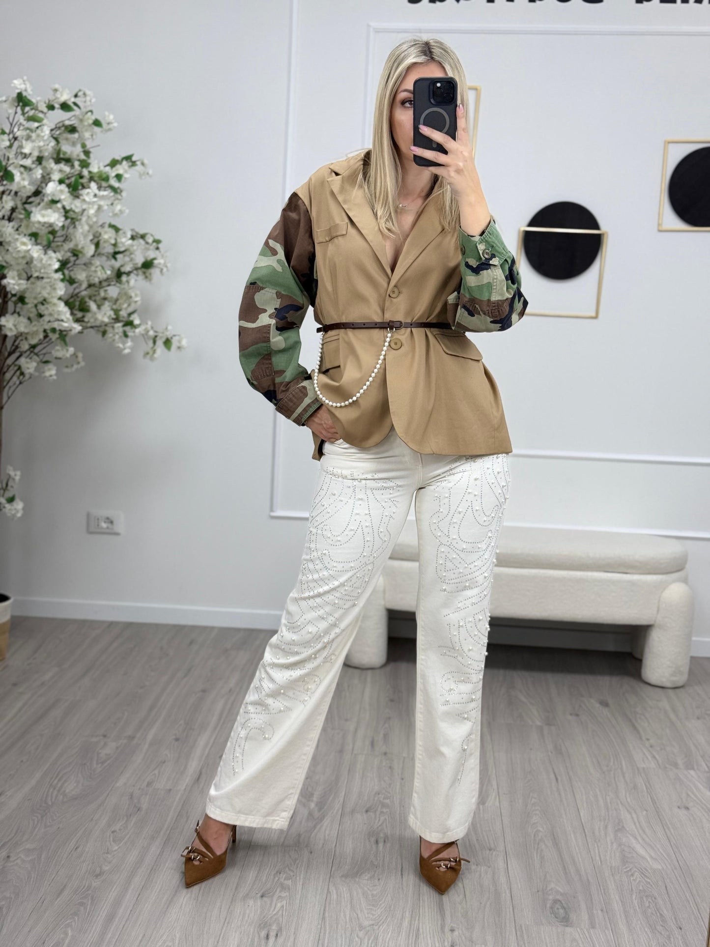 Dixie Jeans Bianco con Strass