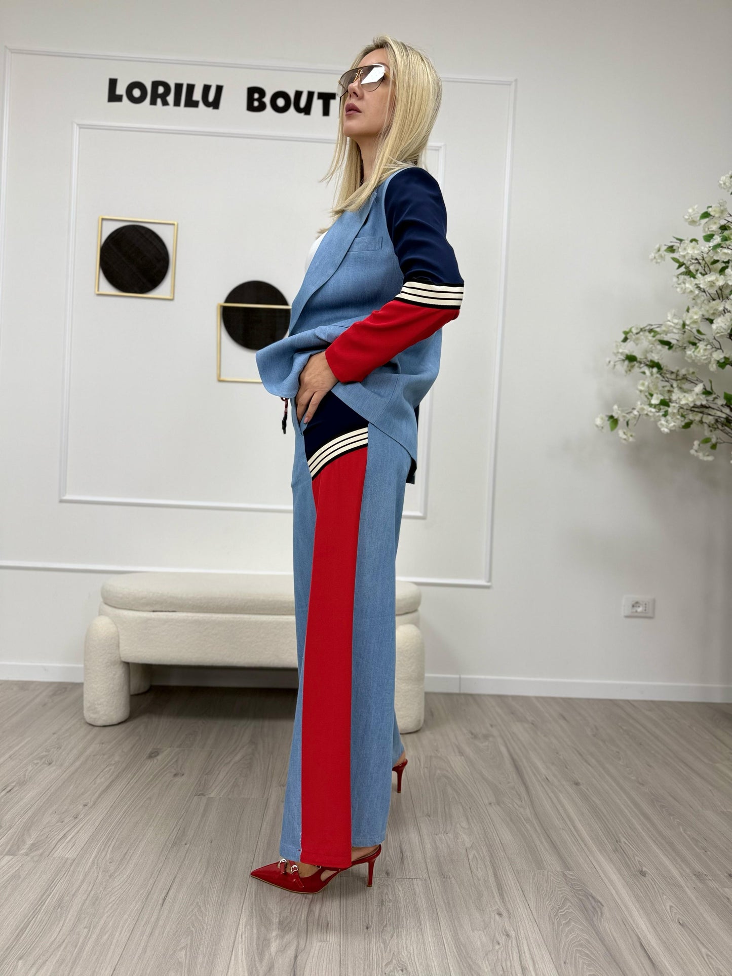 Dixie Pantaloni Ampi a Blocchi di Colore