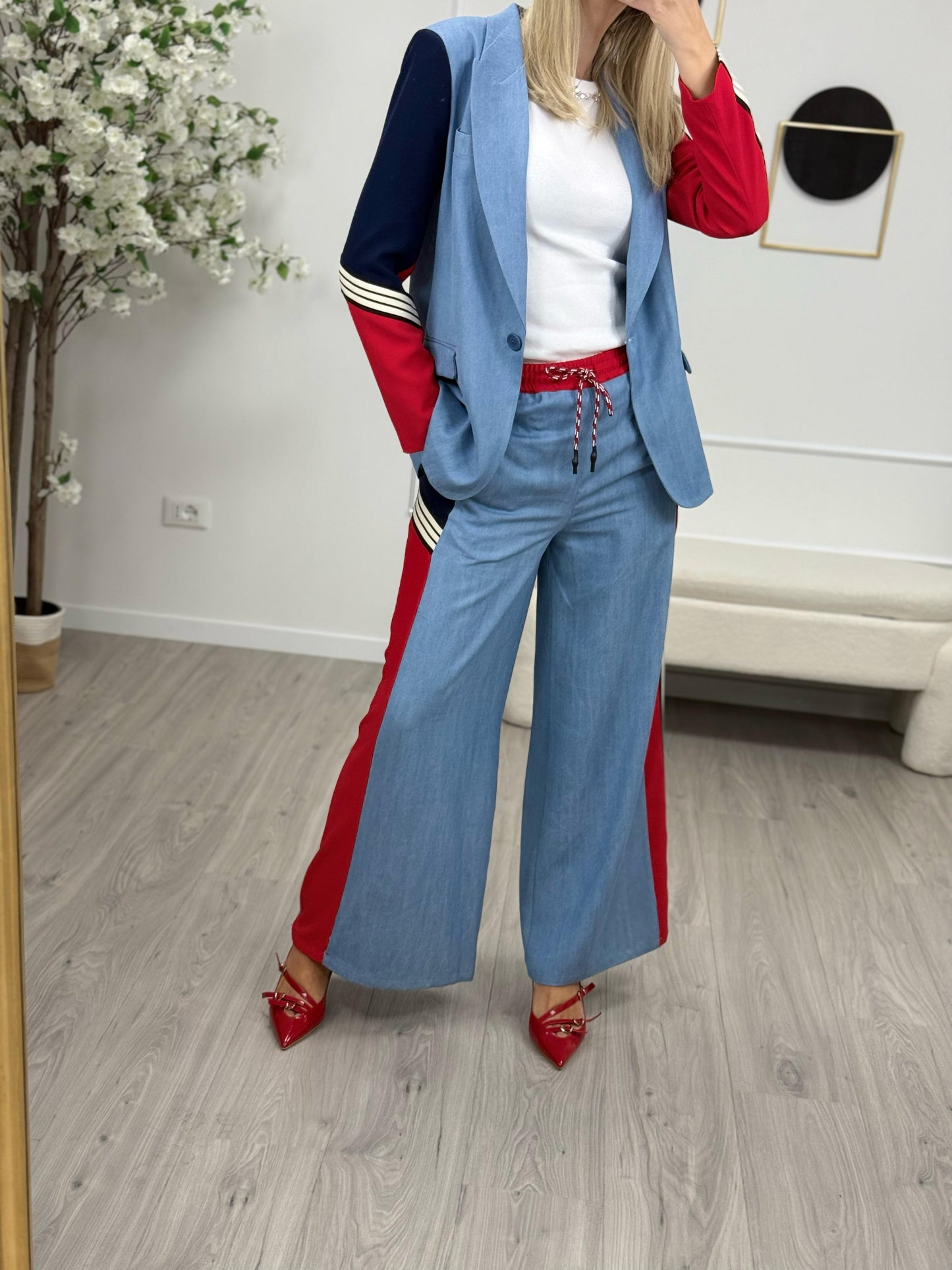 Dixie Pantaloni Ampi a Blocchi di Colore