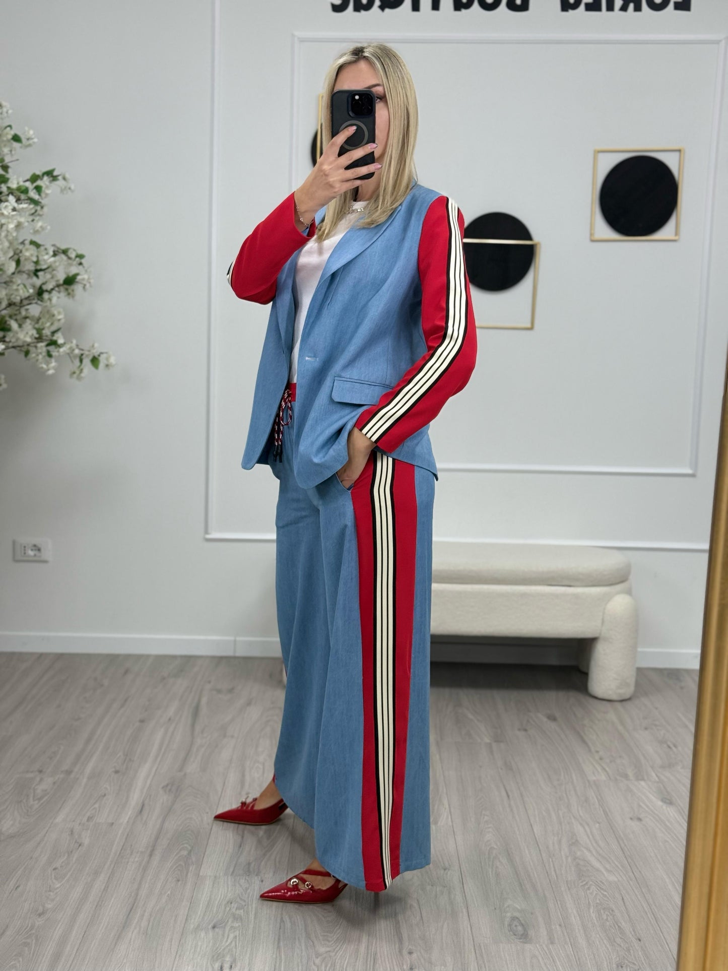 Dixie Pantaloni Ampi a Blocchi di Colore