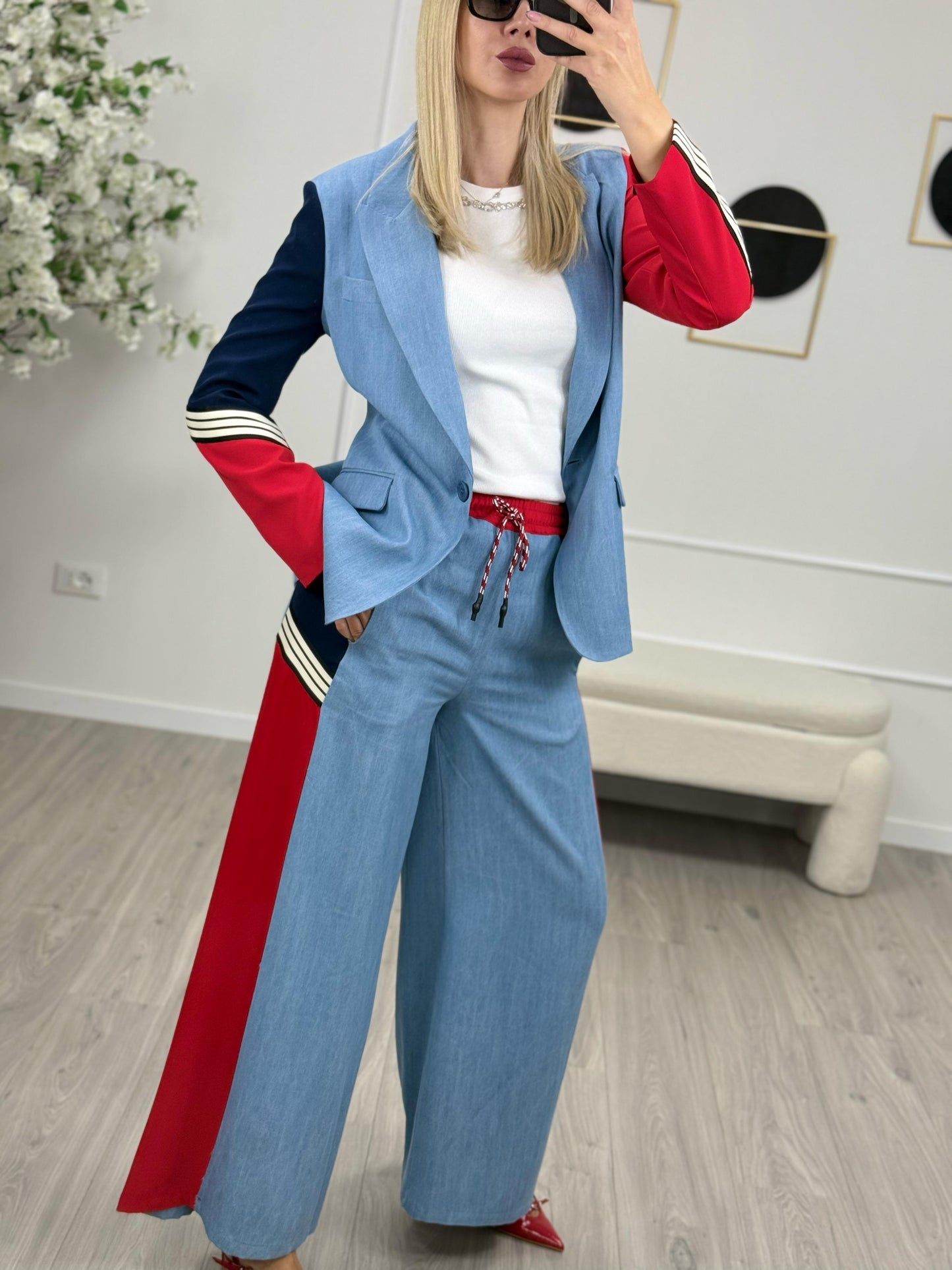 Dixie Pantaloni Ampi a Blocchi di Colore