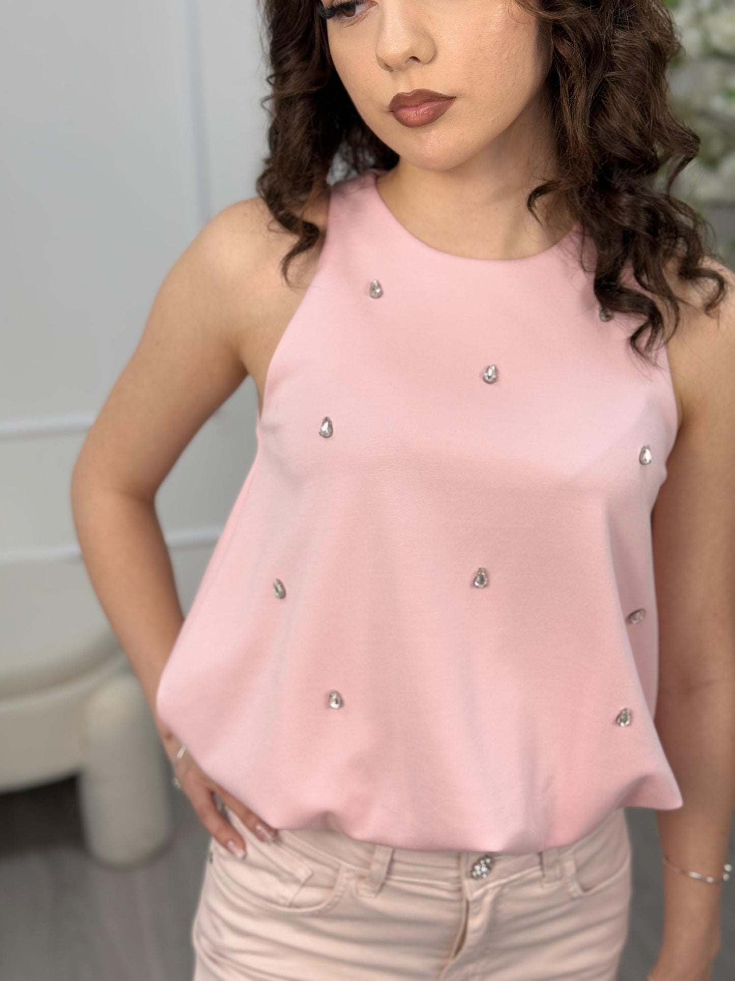Haveone Top Strass Rosa