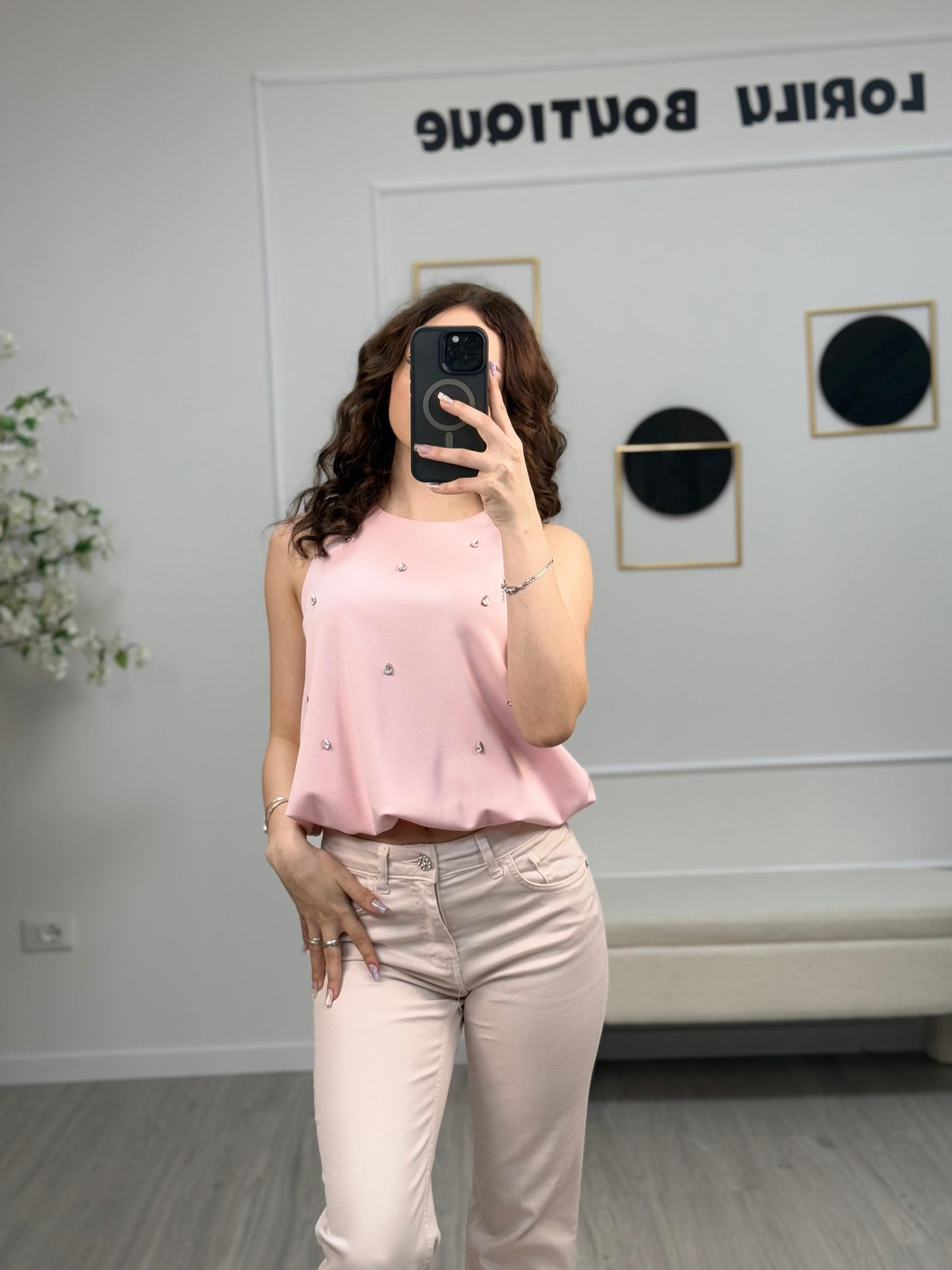 Haveone Top Strass Rosa