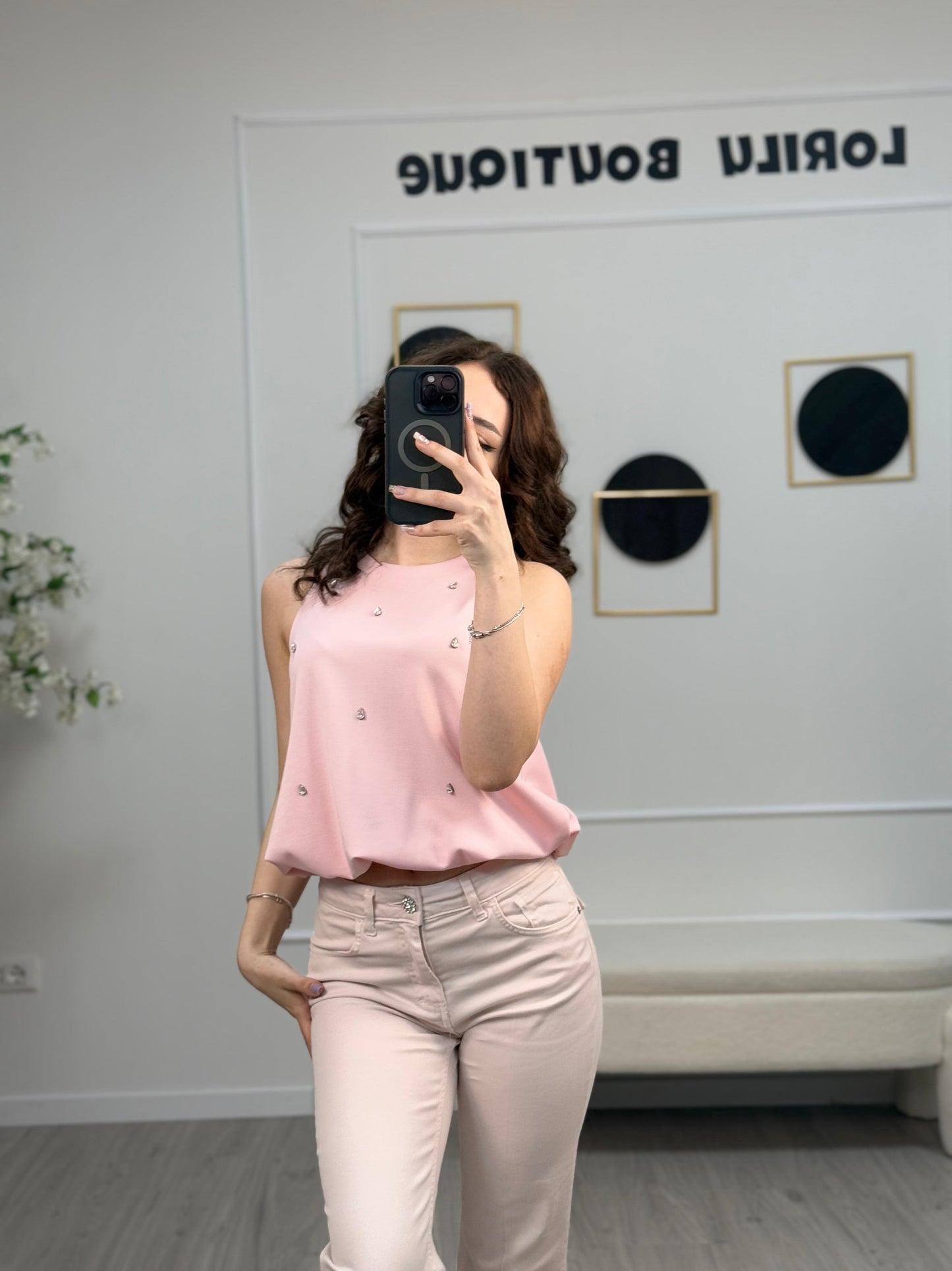 Haveone Top Strass Rosa