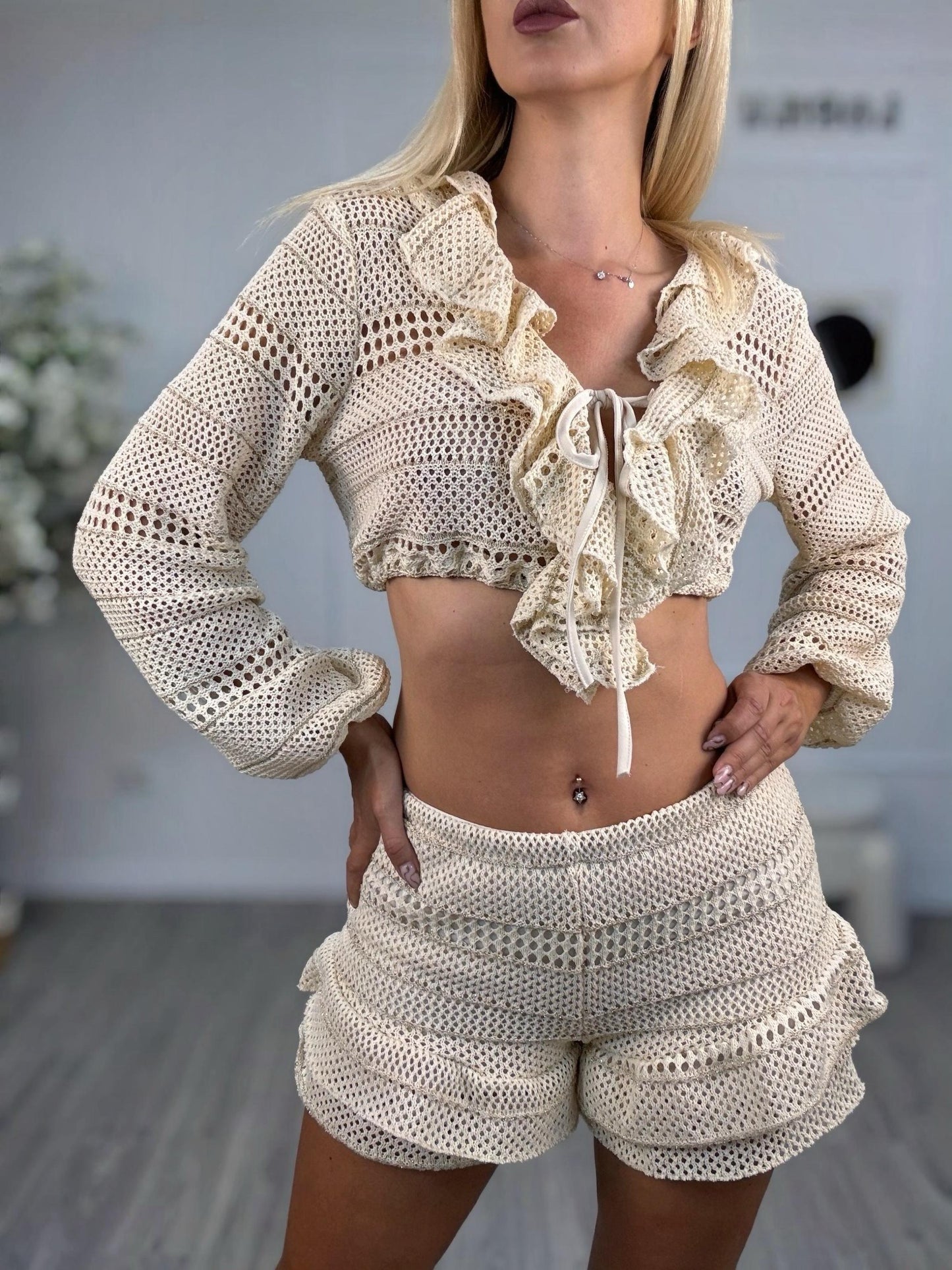 Haveone Top Crochet Con Ruches