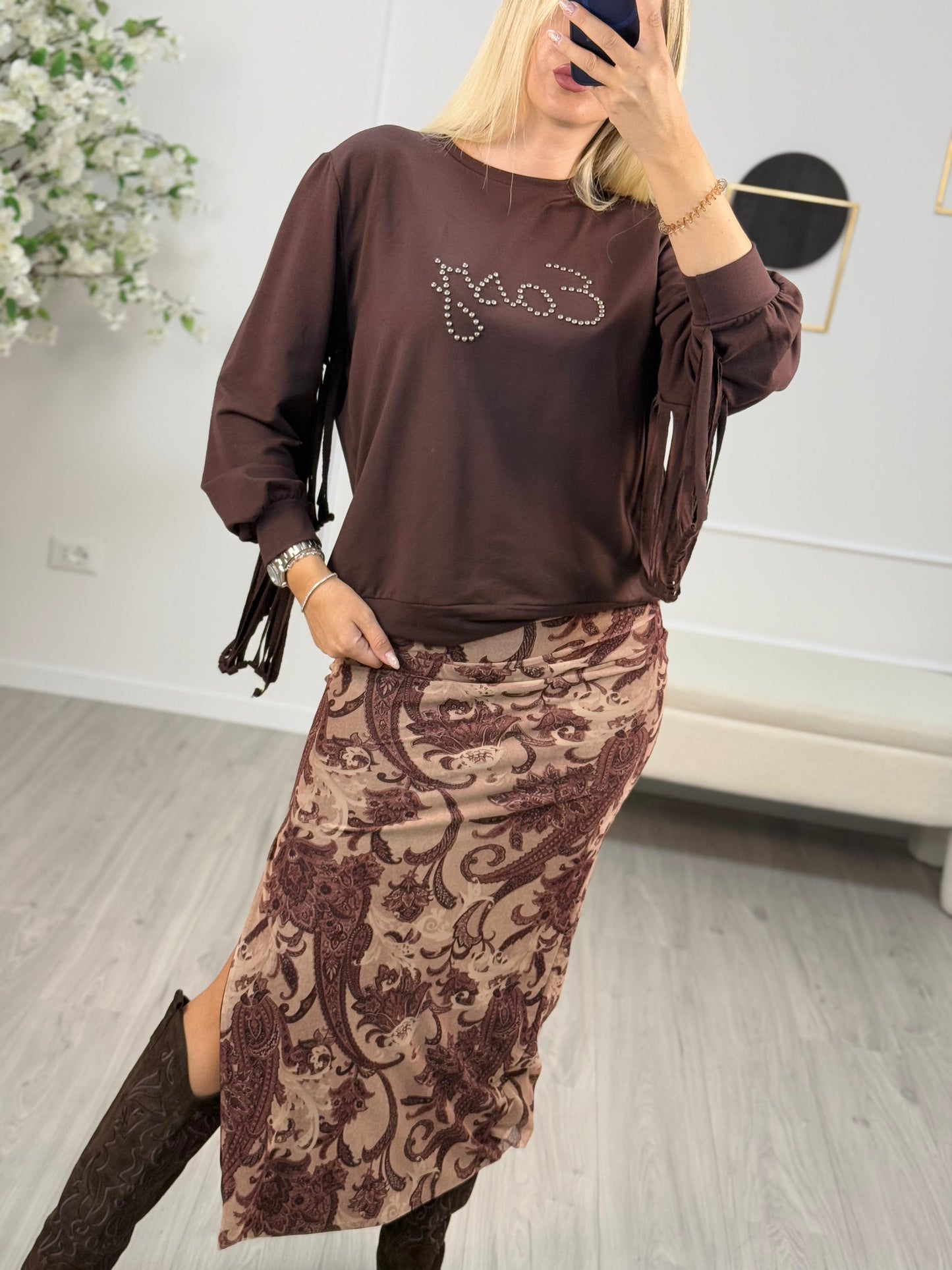 Gonna paisley malva arricciata HaveOne