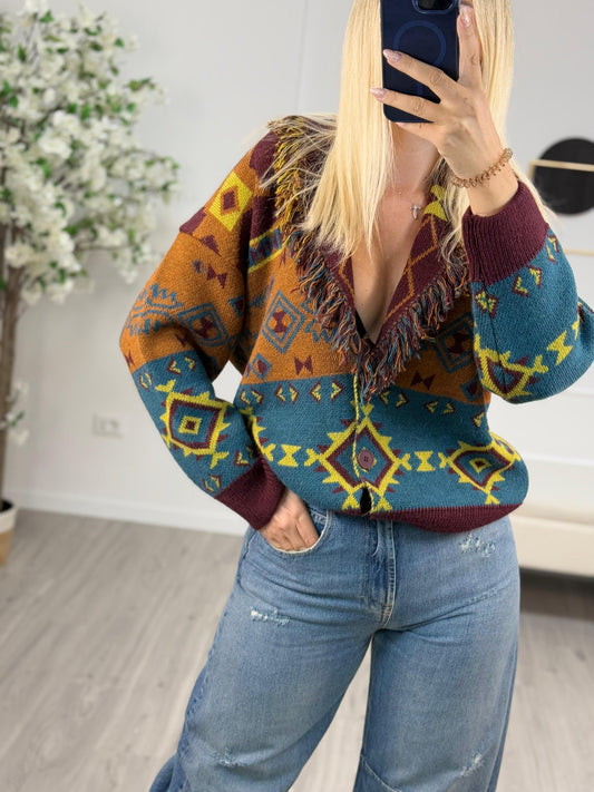 Haveone Cardigan Corto Frange