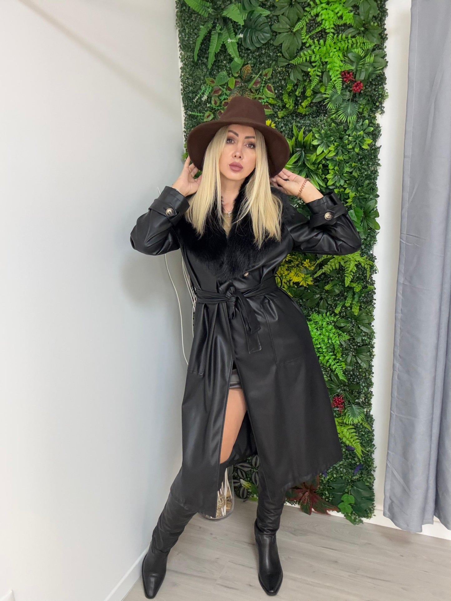 Cappotto Similpelle con Eco pelliccia