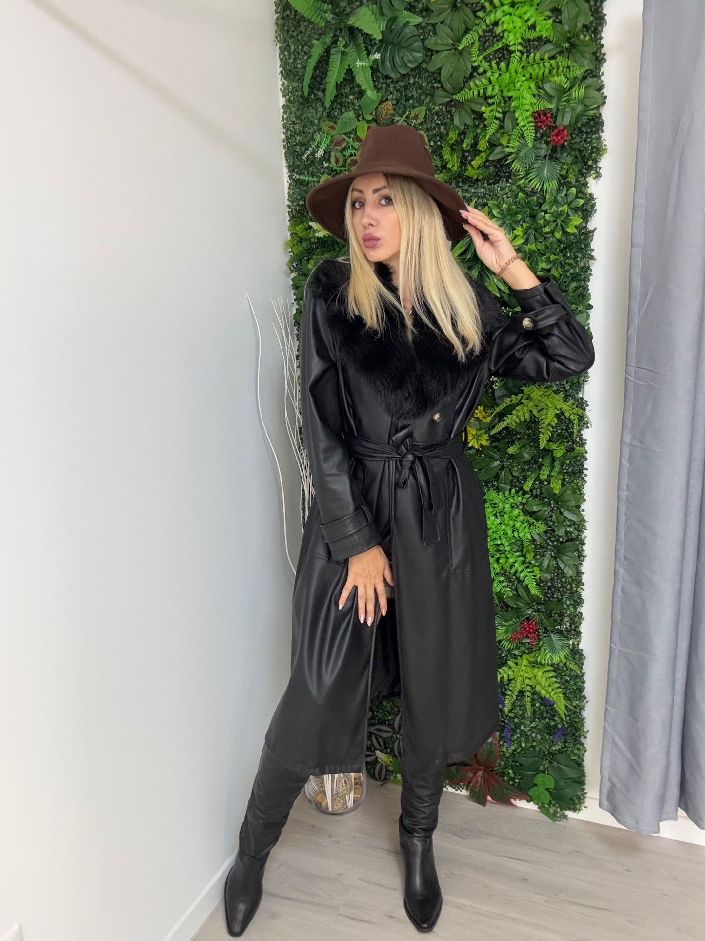 Cappotto Similpelle con Eco pelliccia