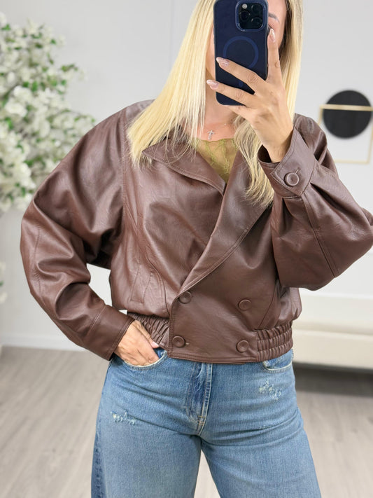 Bomber Ecopelle Moro Donna Elegante