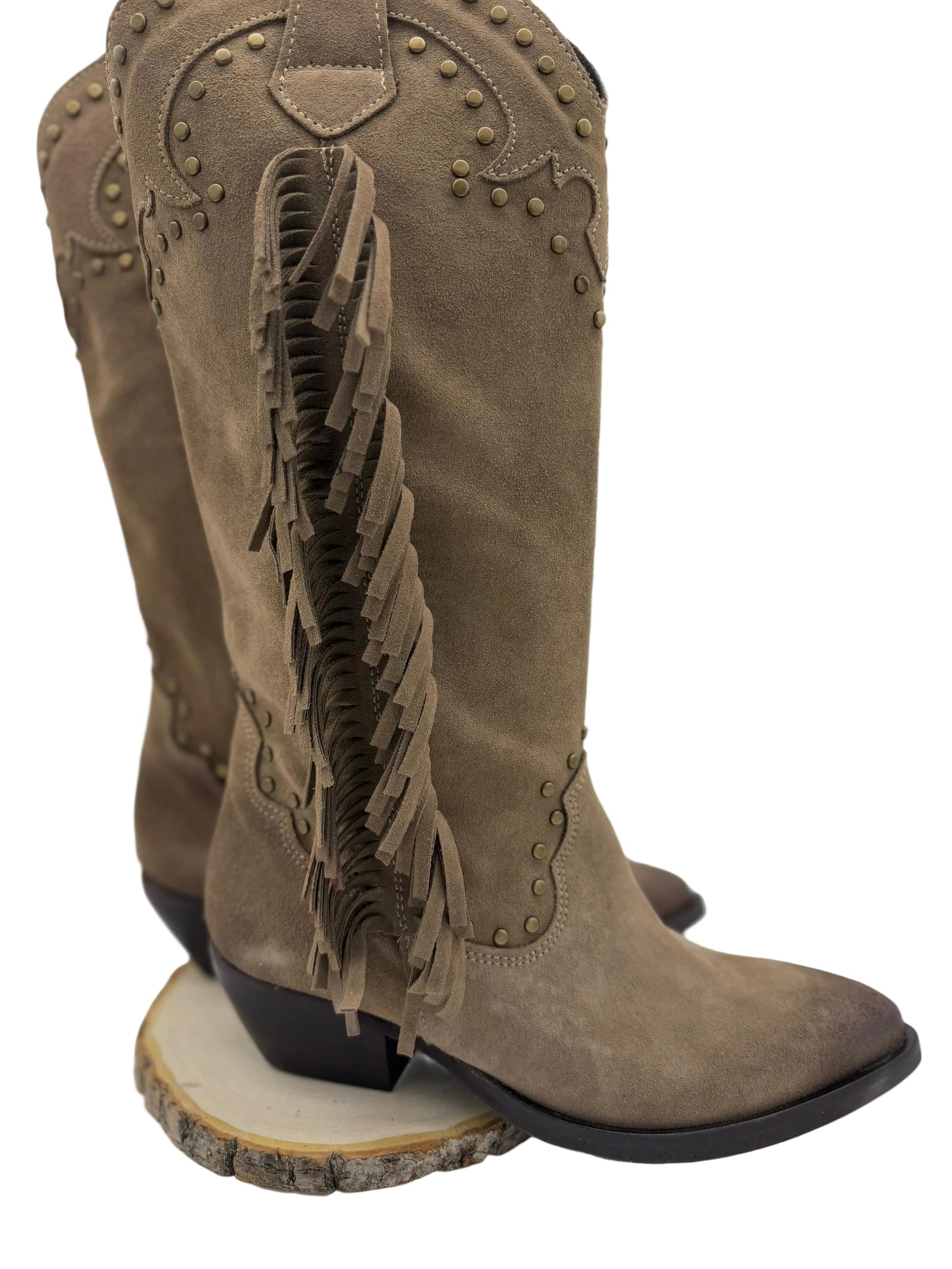 Ovye Texani Donna Camoscio Beige con Frange