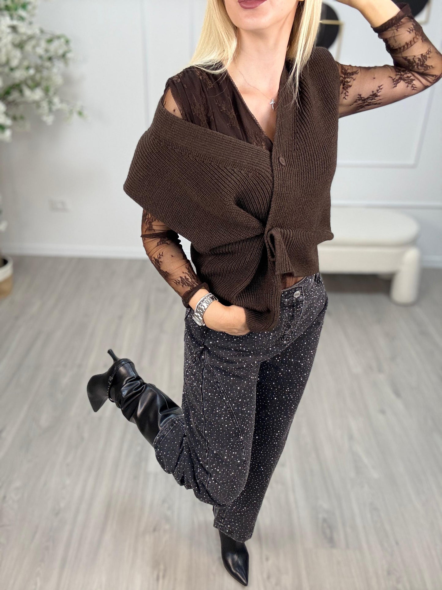 Jeans Nero Strass