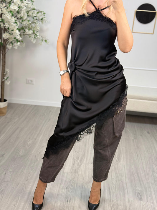 Abito Asimmetrico In Pizzo Haveone