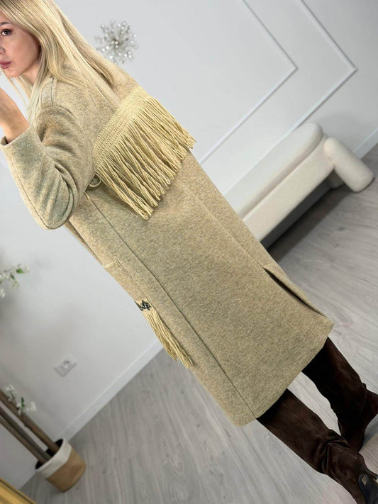 Frangia Susy Mix Cappotto Donna Beige