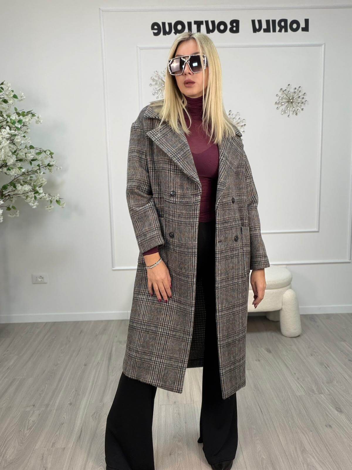 Haveone Cappotto Over Donna Elegante in Lana Cotta