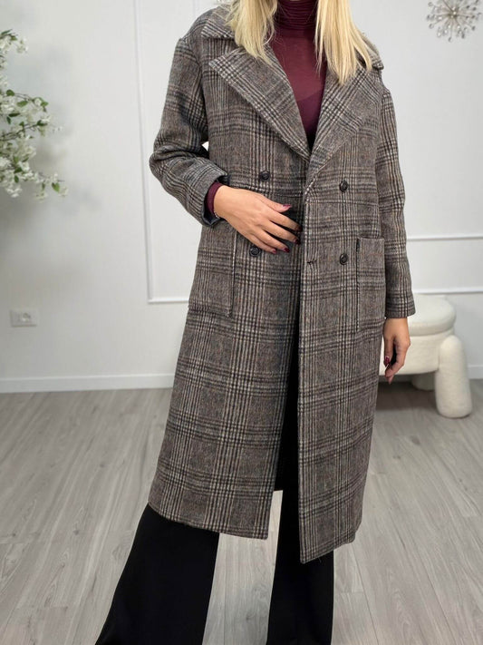 Haveone Cappotto Over Donna Elegante in Lana Cotta