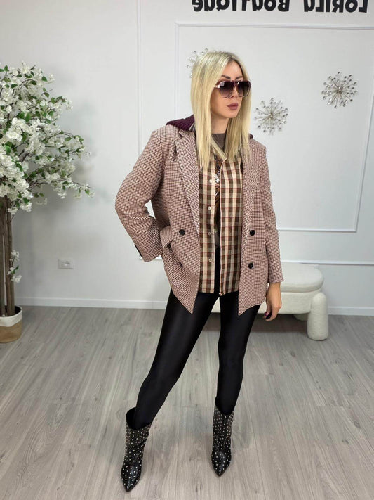 Vicolo Giacca Cappuccio Bordo Donna Bordeaux