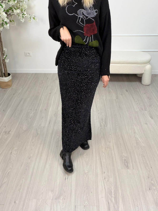 Susy Mix Gonna Lunga Paillette Donna Elegante