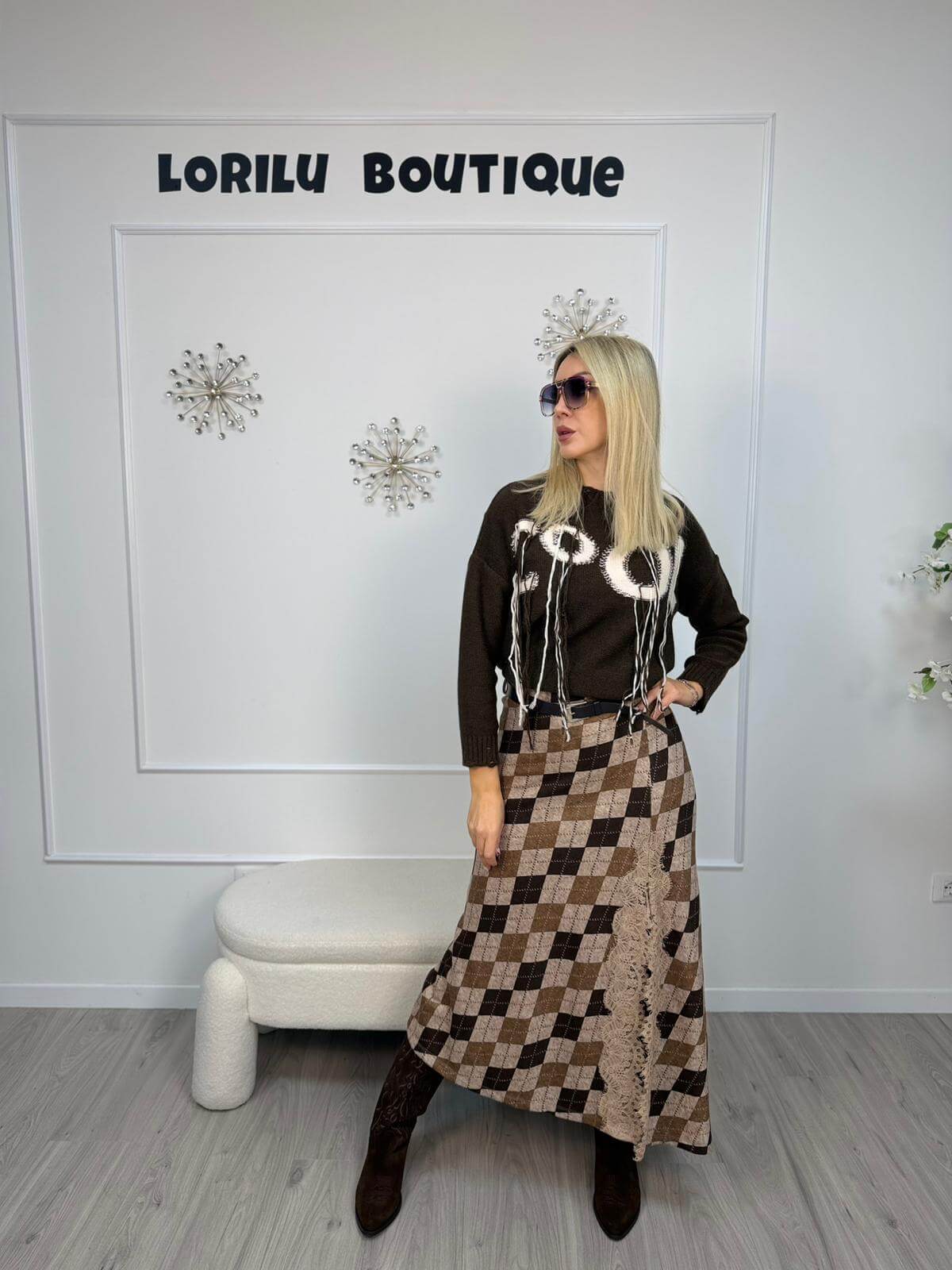 HaveOne Gonna Lunga Donna Marrone e Beige
