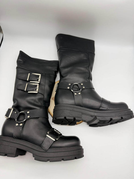 Divine Follie Stivali Biker Donna Nero