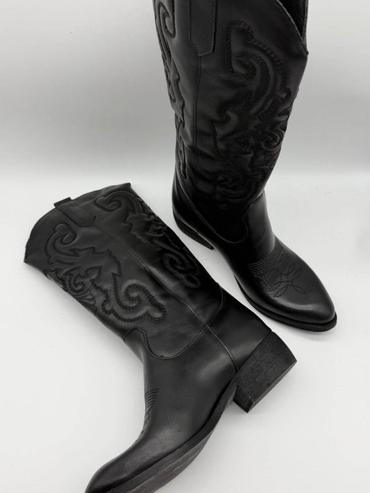 DIVINE FOLLIE Texano Donna Nero con Ricami