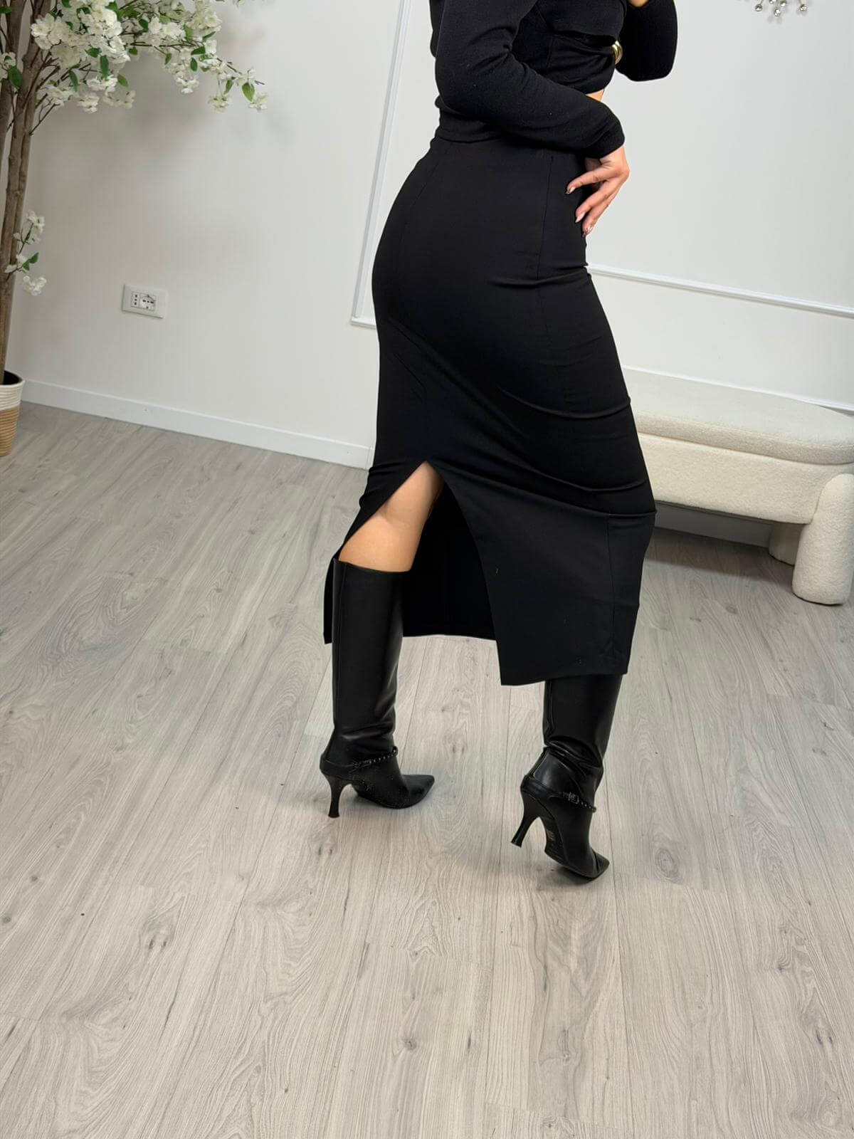 Tensione In Gonna Longuette Donna Elegante Nera