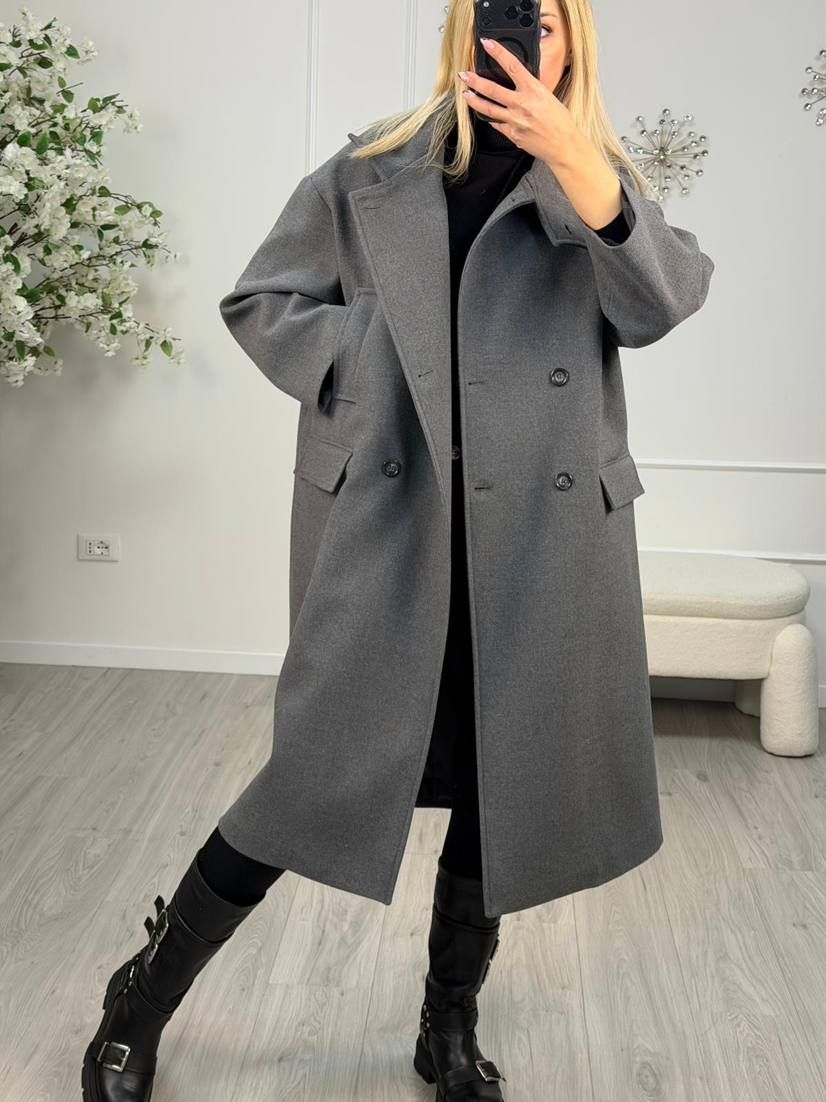 Cappotto Grigio Over Misto Lana Vicolo