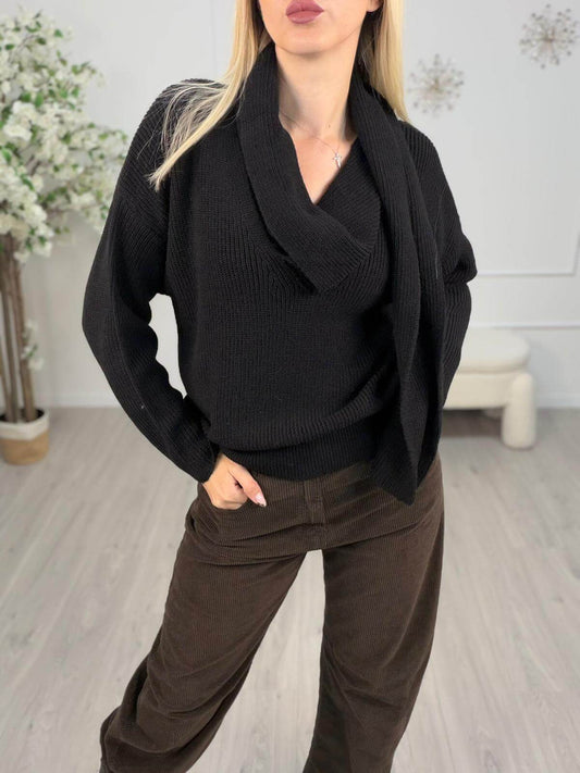 Haveone Maglia Con Sciarpa Donna Chic e Versatile