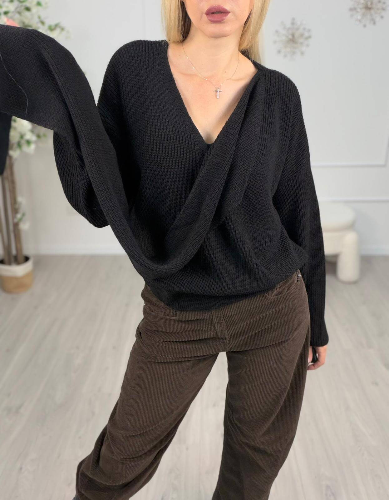 Haveone Maglia Con Sciarpa Donna Chic e Versatile