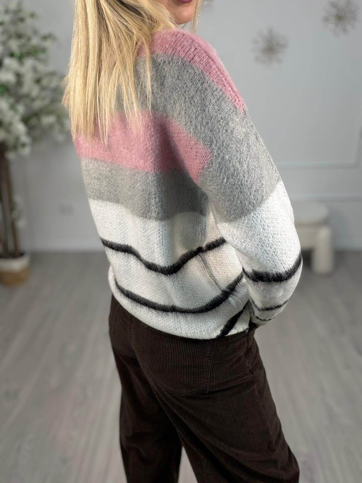 Vicolo Maglia Con Scritta Donna Rosa e Grigio