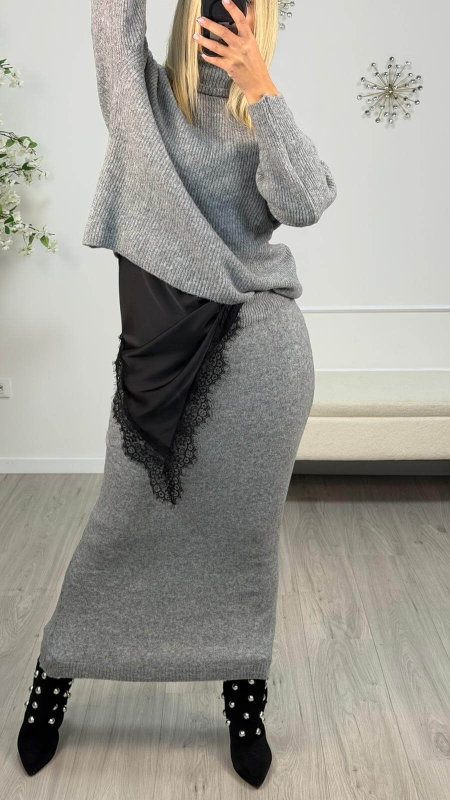 HaveOne Set Coordinato Donna in Grigio/Marrone e Nero