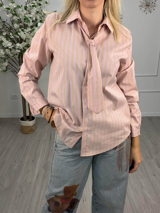 HaveOne Camicia Oversize Donna Rosa Rigata