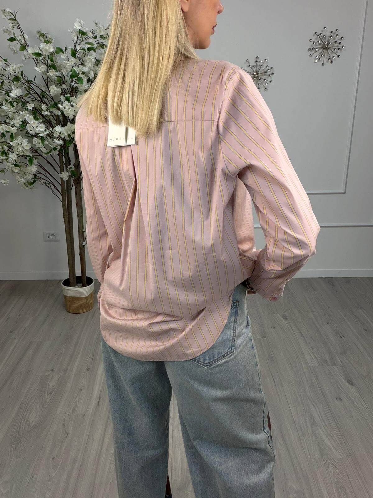 HaveOne Camicia Oversize Donna Rosa Rigata
