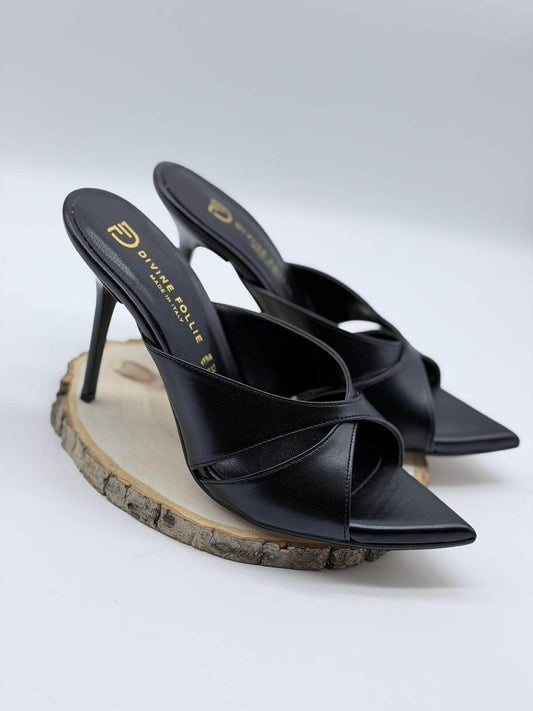 Divine Follie Mule Donna Vera Pelle Nera