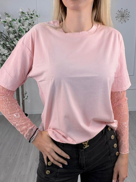 Susy Mix Maglia Girocollo Donna in Pizzo