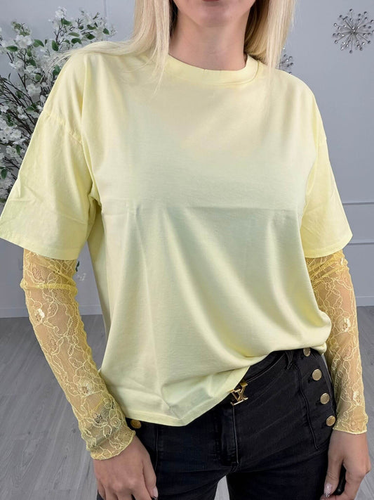 Susy Mix Maglia Girocollo Donna in Pizzo