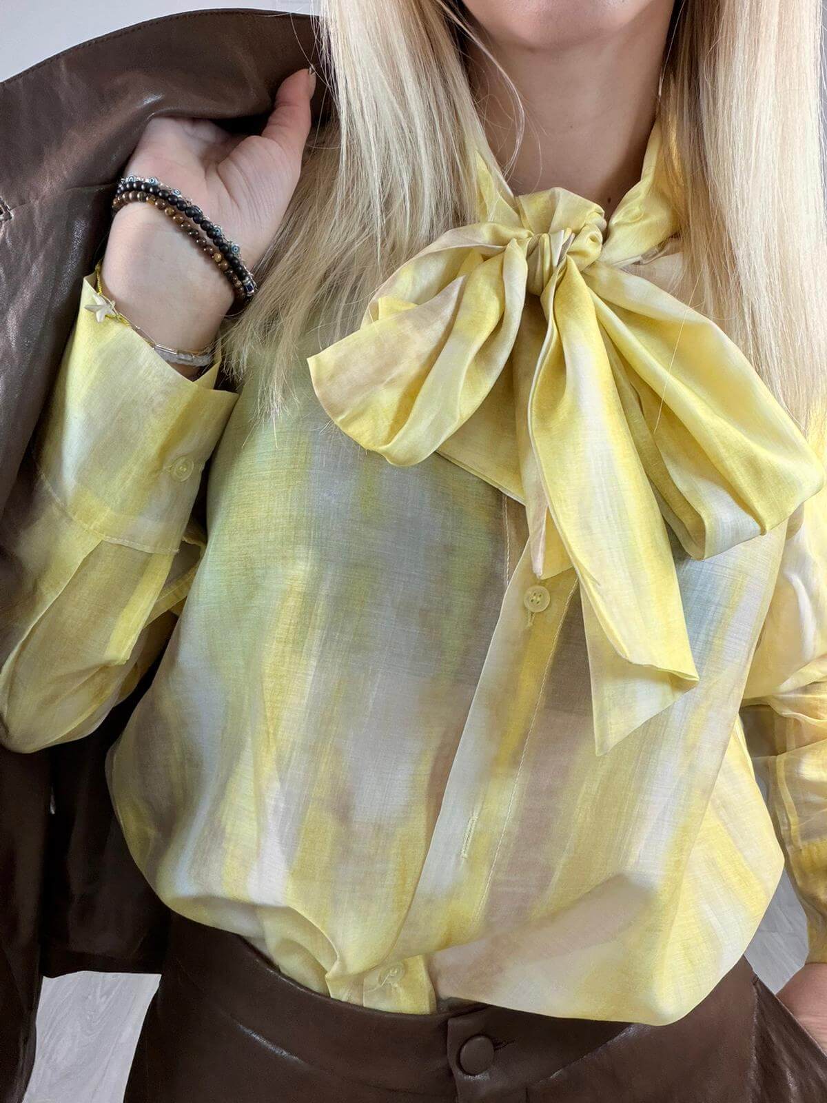 HaveOne Camicia Donna Fiocco Giallo