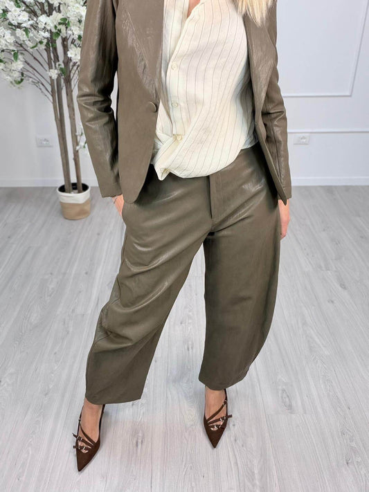 Vicolo Pantalone Donna Balloon Ecopelle Verde
