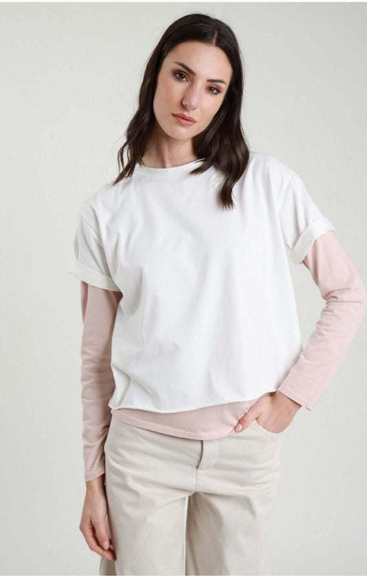 Susy Mix T-Shirt Doppia Donna - Cipria, Celeste, Giallo