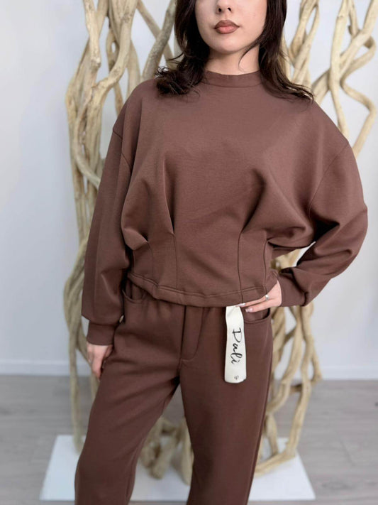 Philia Loft Felpa Crop Donna Marrone Caffè