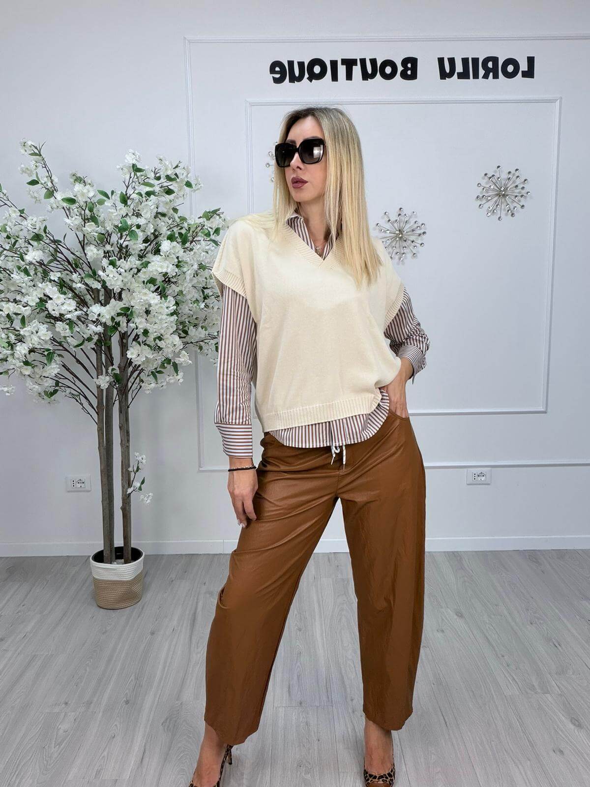 Susy Mix Camicia Donna Rigata Tricolore