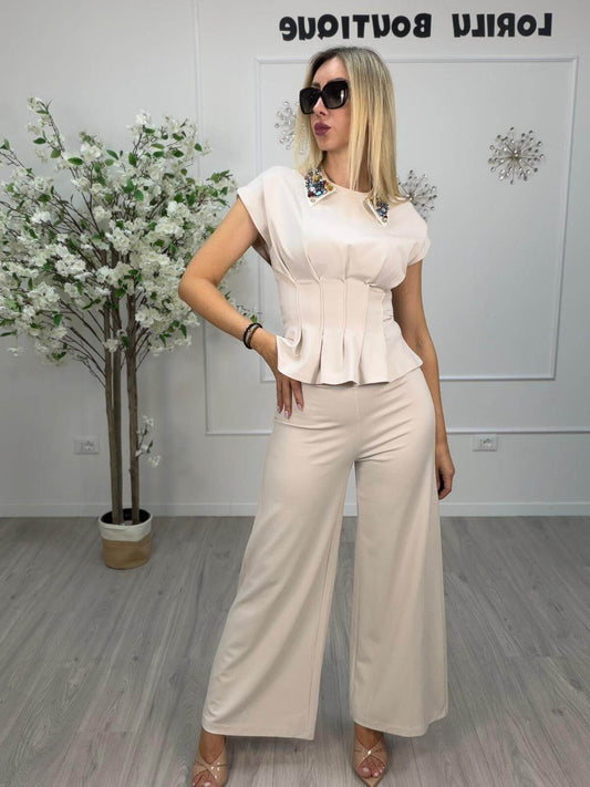 Haveone Pantalone Wide Leg Donna Burro