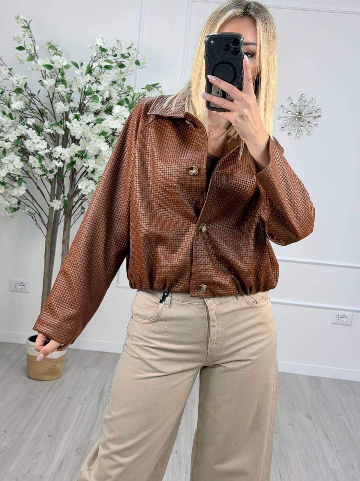 Haveone Bomber Donna Bruciato Intrecciato